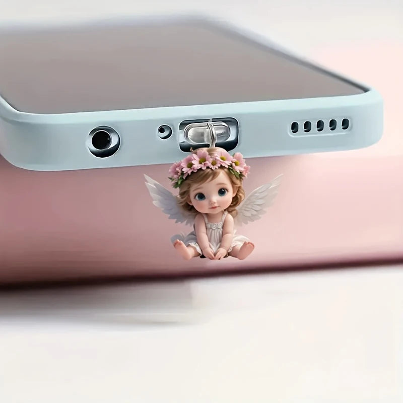 Charming Animal Patterned Acrylic Phone Dust Plug for iPhone & Type-C Ports Protection