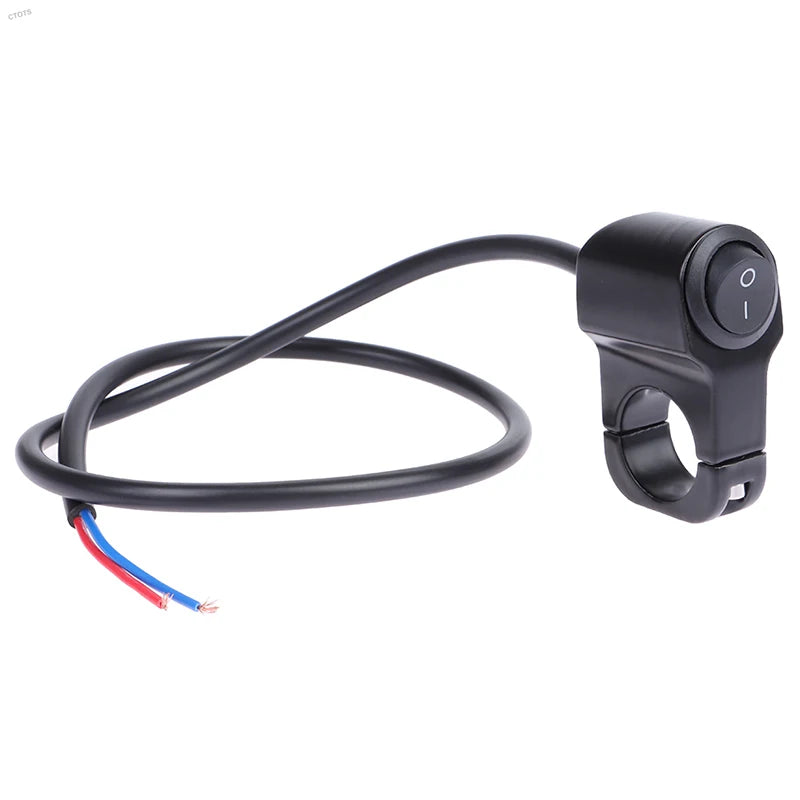 Motorcycle Handlebar Headlight ON/OFF Switch Scooter ATV Aluminum Alloy 2-Wire Black Light Waterproof Switchs 12V