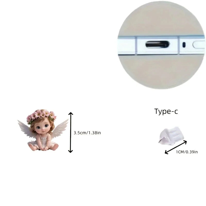 Charming Animal Patterned Acrylic Phone Dust Plug for iPhone & Type-C Ports Protection