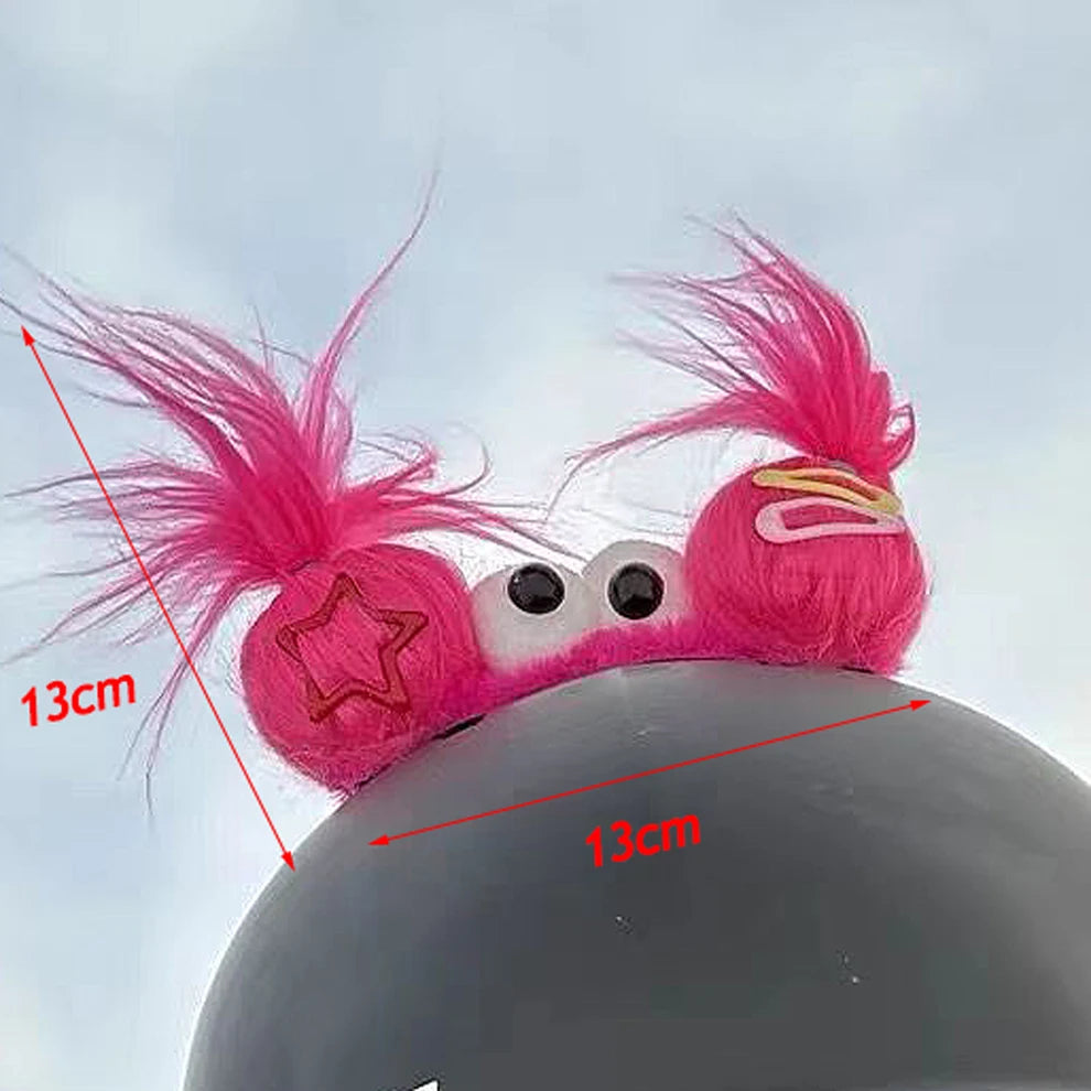 Cute Funny Helmet Decoration Braids Wigs Motorcycle Cycling Ski Helmet Funny Decor Accessories Sticker Double Horsetail Cat Ears