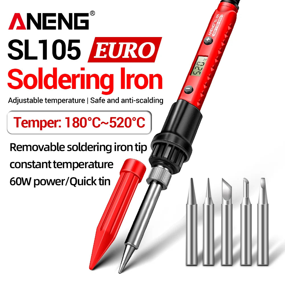 ANENG Electric Soldering Iron SL105 Digital Display Adjustable Temperature SL104 Adjustment Knob Portable Kit Weld Solder Repair