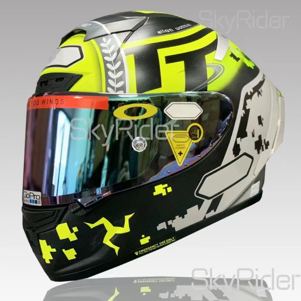 Motorcycle helme Full Face X14 isle of man TT X-Sprit  green  Motocross Racing Motobike Riding Helmet Casco De Motocicleta