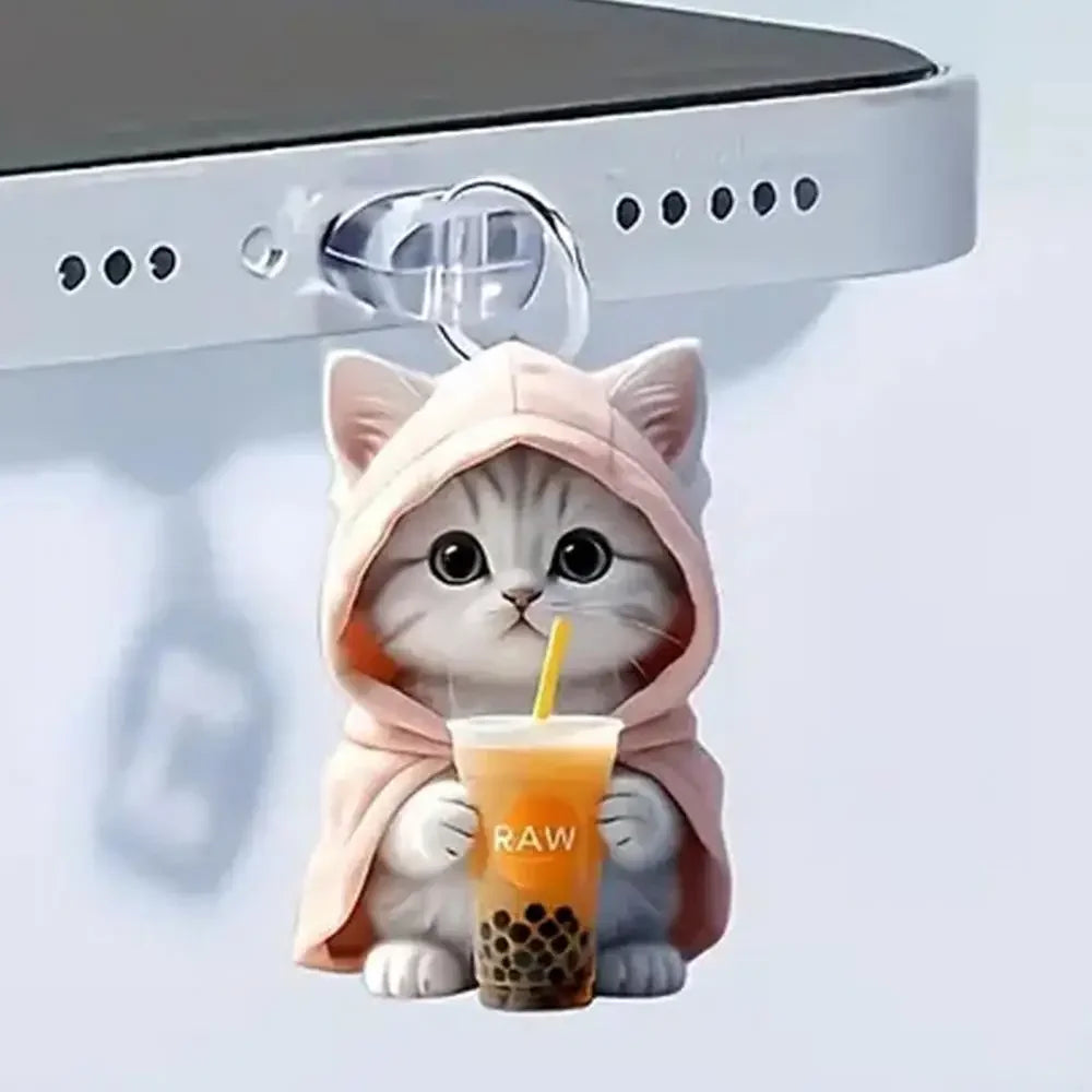 New Kawaii Mobile Phone Dust Plug Cute Kitten Charge Port Plug Cat Dust Plug Interface Decorative Anti Dust Cap Cover Accessory