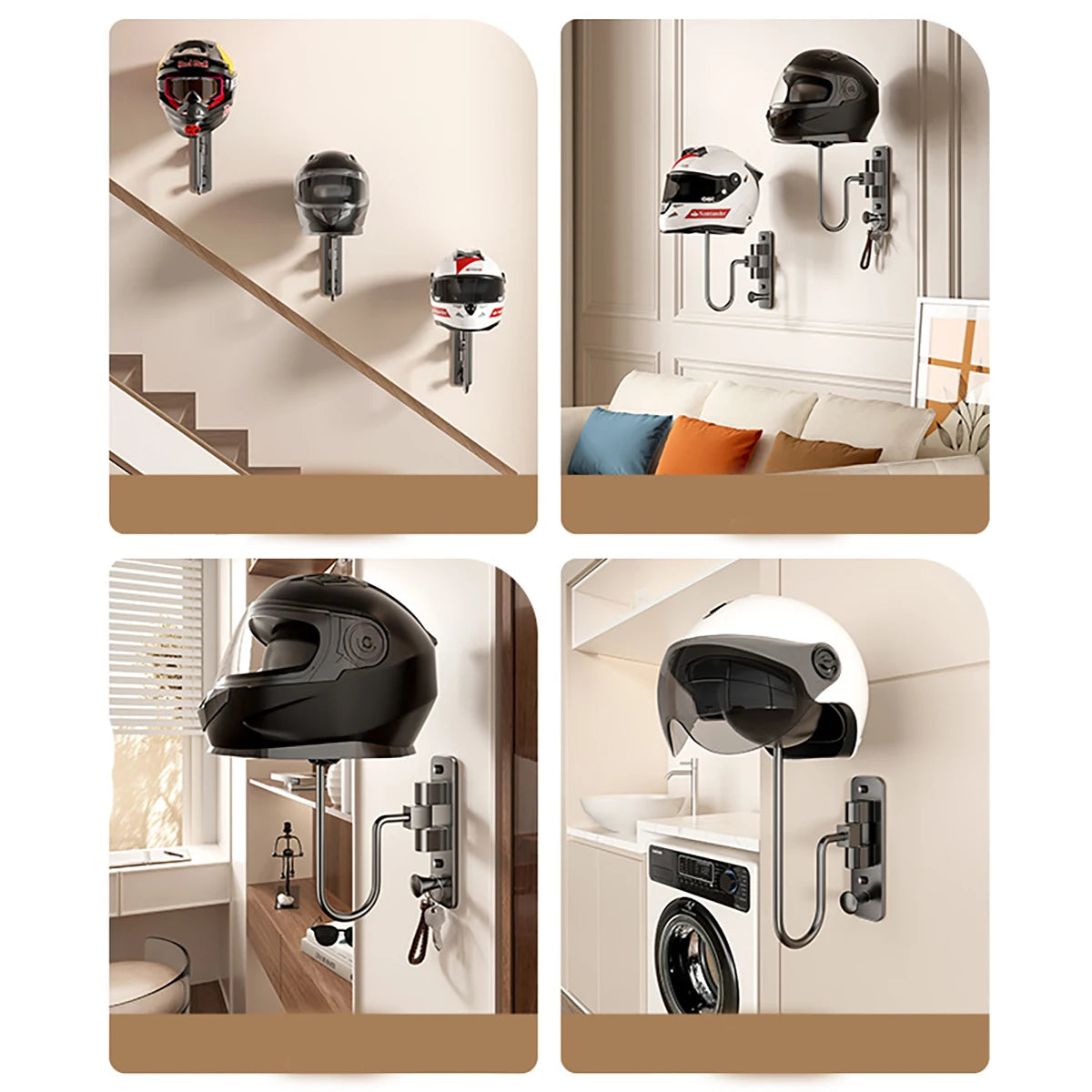 Helmet Hanger Wall Mount 180° Swivel Helmet Holder for Motorcycle Bike Racing Outerwear Sports Gear