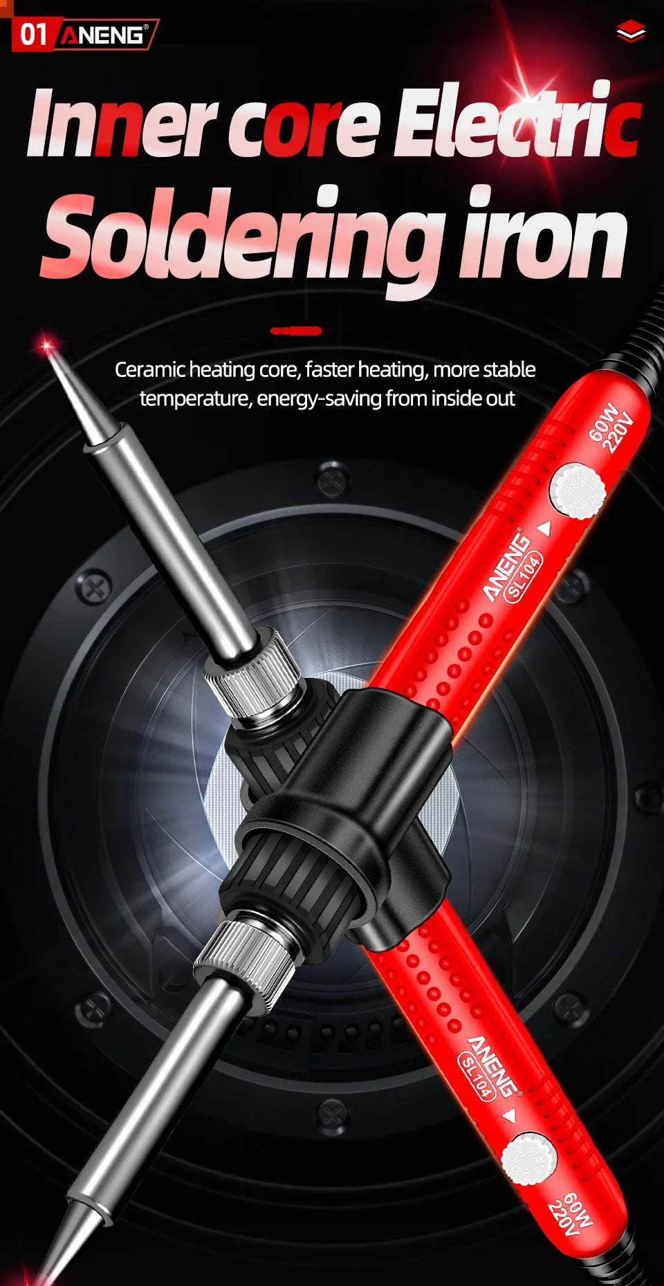 ANENG Electric Soldering Iron SL105 Digital Display Adjustable Temperature SL104 Adjustment Knob Portable Kit Weld Solder Repair