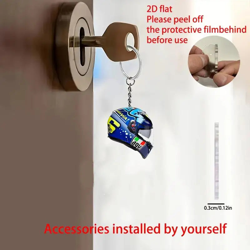 Fashion Motorcycle Helmet Keychain Accessories Bag Charms Motorcyclist Knight Car Keychains Keyrings Jewelry Fans Gift