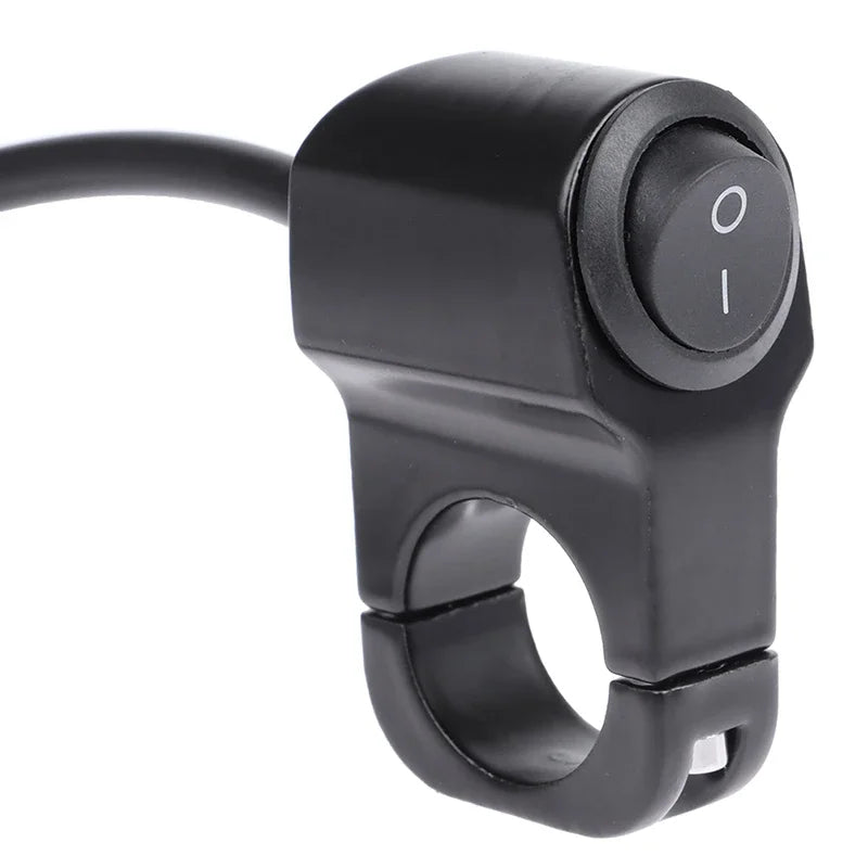 Motorcycle Handlebar Headlight ON/OFF Switch Scooter ATV Aluminum Alloy 2-Wire Black Light Waterproof Switchs 12V