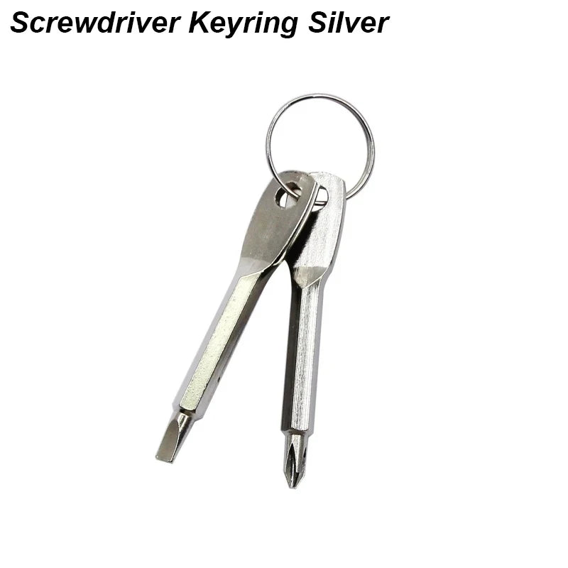 Portable Phillips Slotted Screwdriver Set Key Ring Keychain Mini Pocket Keyring Cross Screw Driver Repair Tool Gadget EDC Small