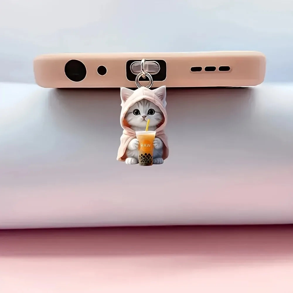 New Kawaii Mobile Phone Dust Plug Cute Kitten Charge Port Plug Cat Dust Plug Interface Decorative Anti Dust Cap Cover Accessory