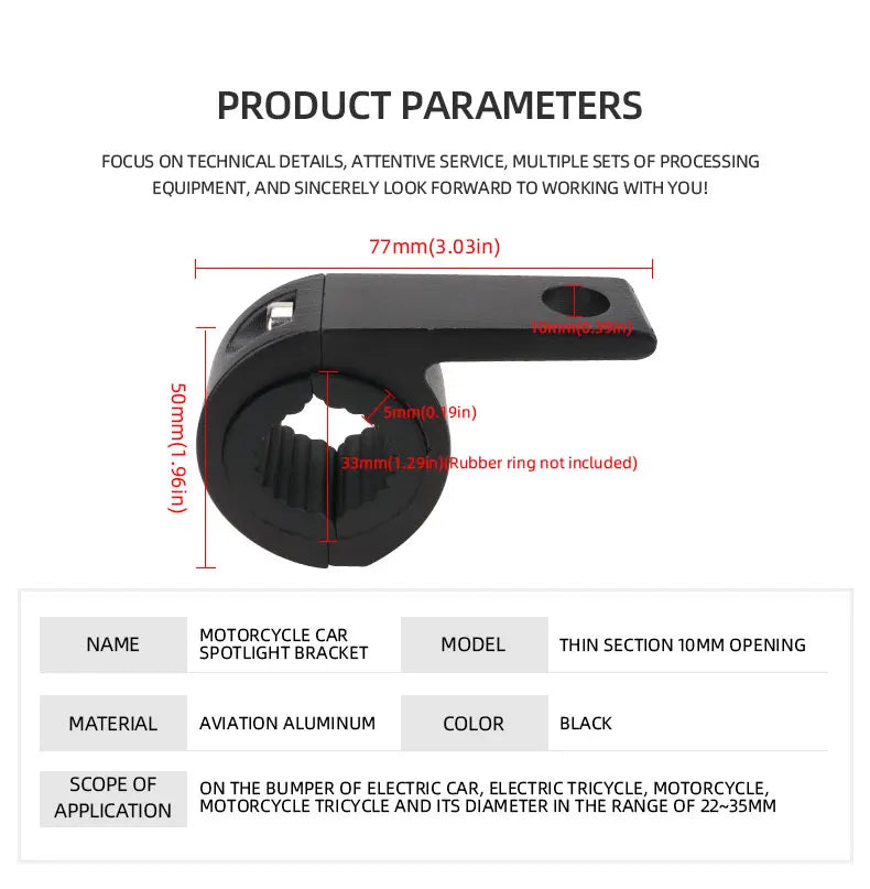 Motorcycle Spotlights Brackets Tube Clamp Mount Kit Adjustable Fog Light Auxiliary Lamp Bumper Clamps Hold Motorbike Accessories