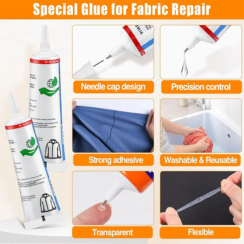 15/60ml Strong Fabric Glue Quick Dry Fabric Patching Glue Transparent Fabric Repair Seam Adhesive Waterproof Fabric Sewing Glue