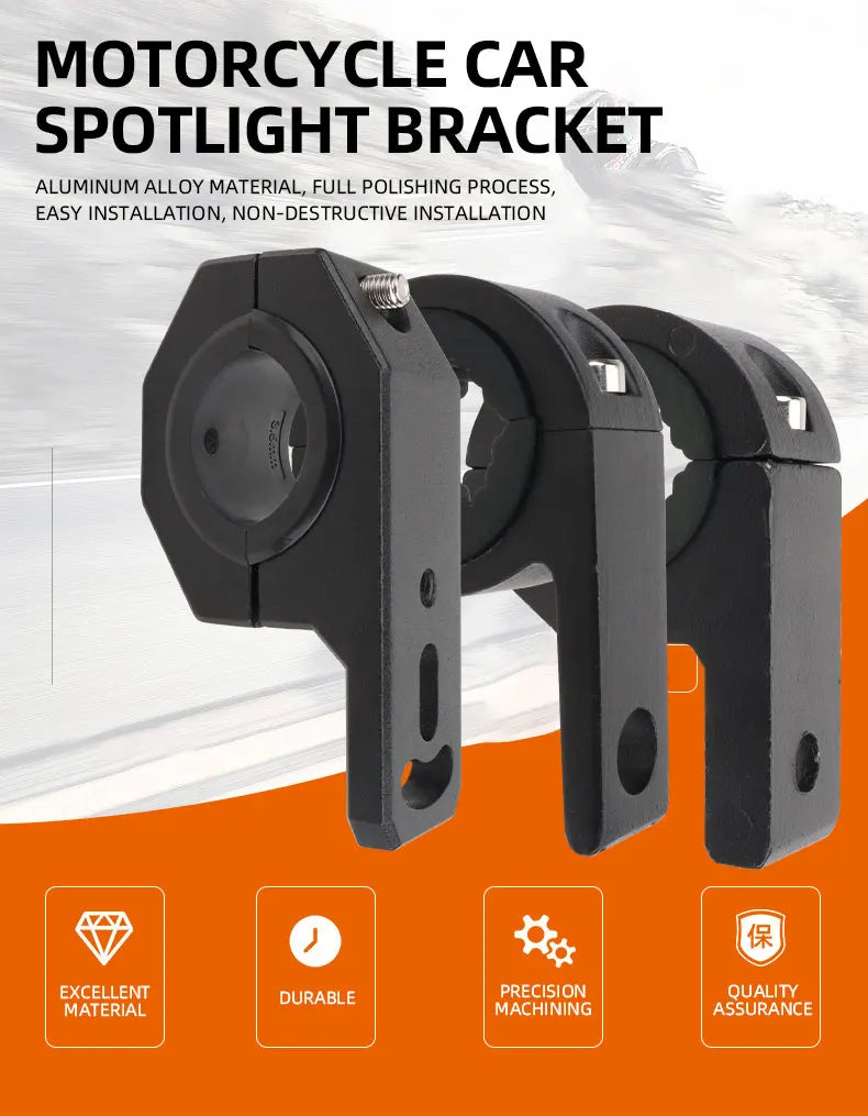 Motorcycle Spotlights Brackets Tube Clamp Mount Kit Adjustable Fog Light Auxiliary Lamp Bumper Clamps Hold Motorbike Accessories
