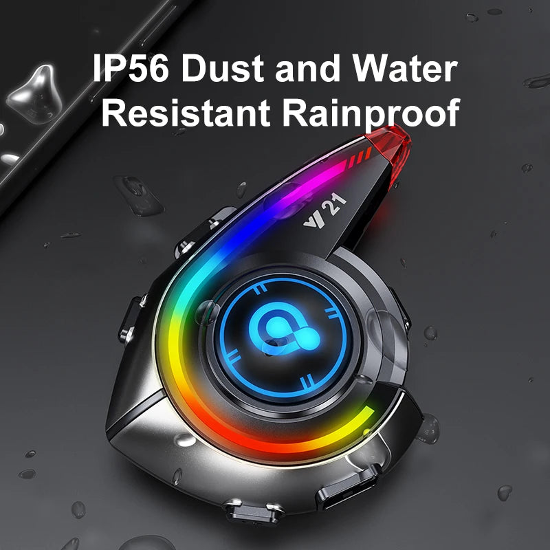 Helmet Bluetooth Headset 18H Ultra-Long Battery Life with Fm Function Waterproof Bluetooth 5.4 Custom Light 800Mah