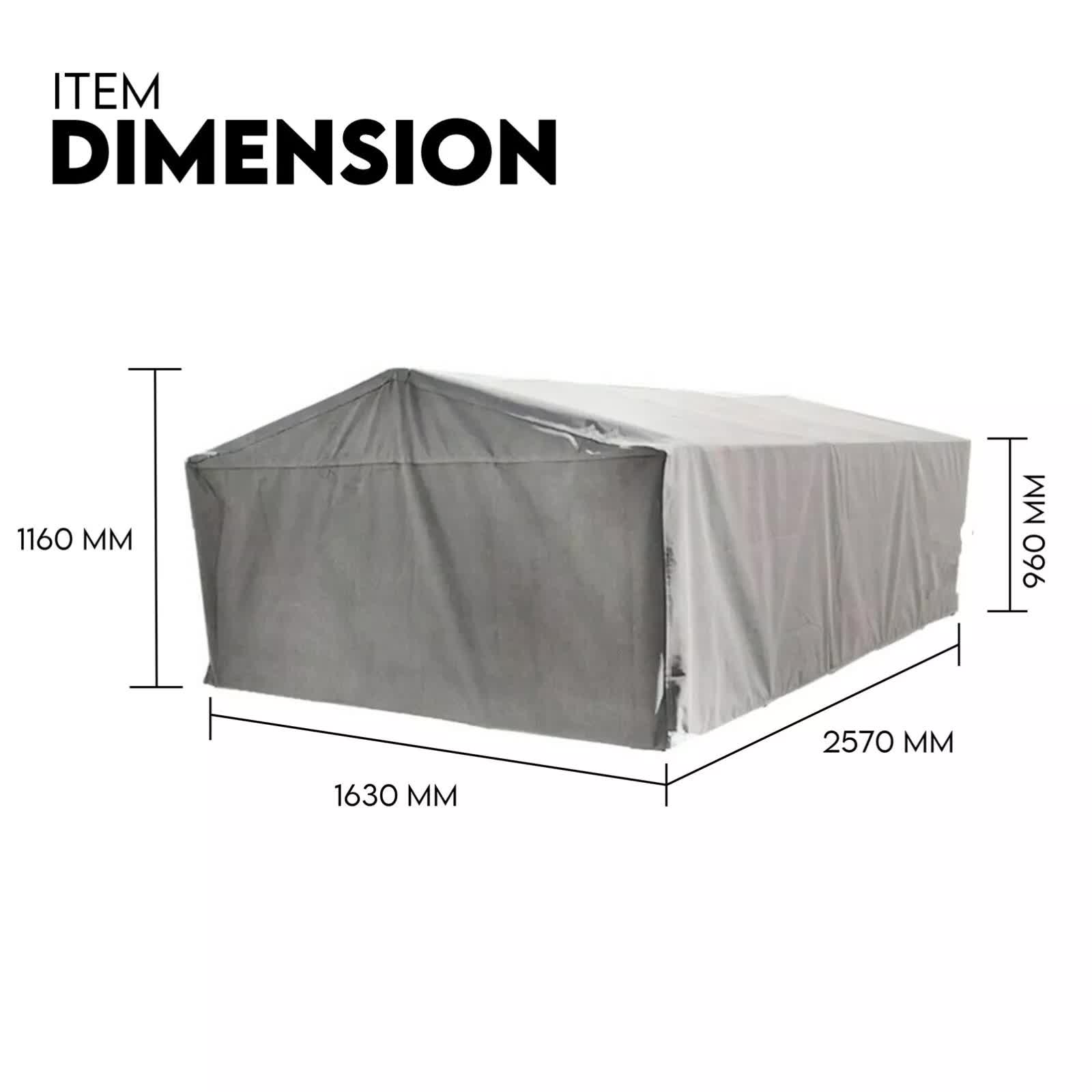 NNEDSZ 8X5 BOX TRAILER CAGE CANVAS COVER (900mm) 3 FOOT Thick Rip Resistant Waterproof-1