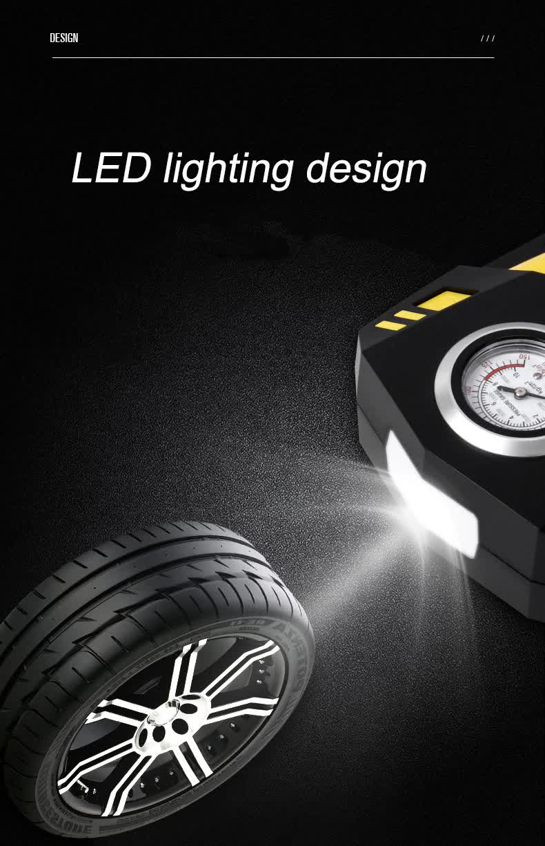 NNEDSZ Portable 12V Tire Inflator with LED Light, 120W Air Compressor for Cars, Motorcycles, Bikes, and Inflatables-2