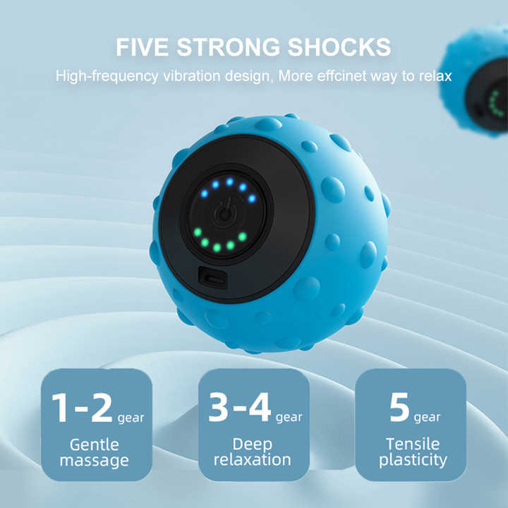 NNEDSZ Blue Vibrating Massage Ball - Deep Tissue Muscle Relaxation & Recovery Tool - Portable Electric Massager with USB Rechargeable Design-2