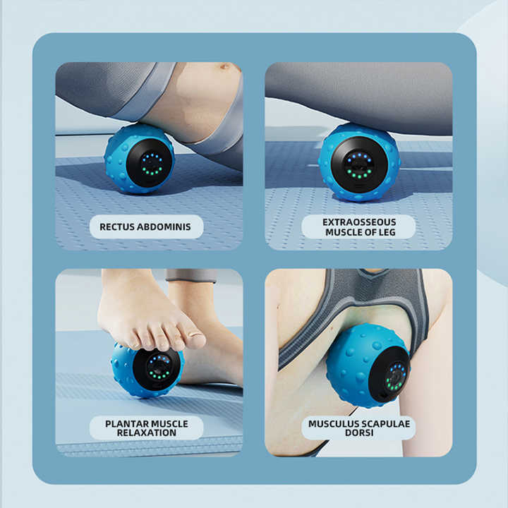 NNEDSZ Blue Vibrating Massage Ball - Deep Tissue Muscle Relaxation & Recovery Tool - Portable Electric Massager with USB Rechargeable Design-4