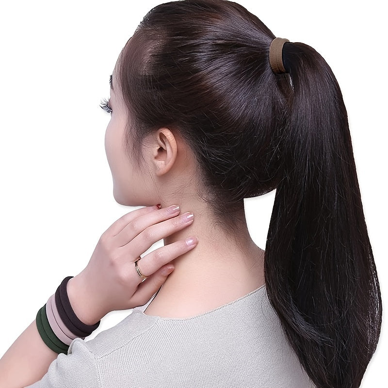 [Hair Bands & Ties] 50pcs/Set Women Basic Hair Bands 4cm Simple Solid Colors Elastic Headband Hair Ropes Ties Hair Accessories Ponytail Holder