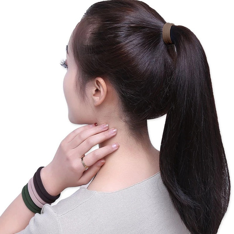 [Hair Bands & Ties] 50pcs/Set Women Basic Hair Bands 4cm Simple Solid Colors Elastic Headband Hair Ropes Ties Hair Accessories Ponytail Holder